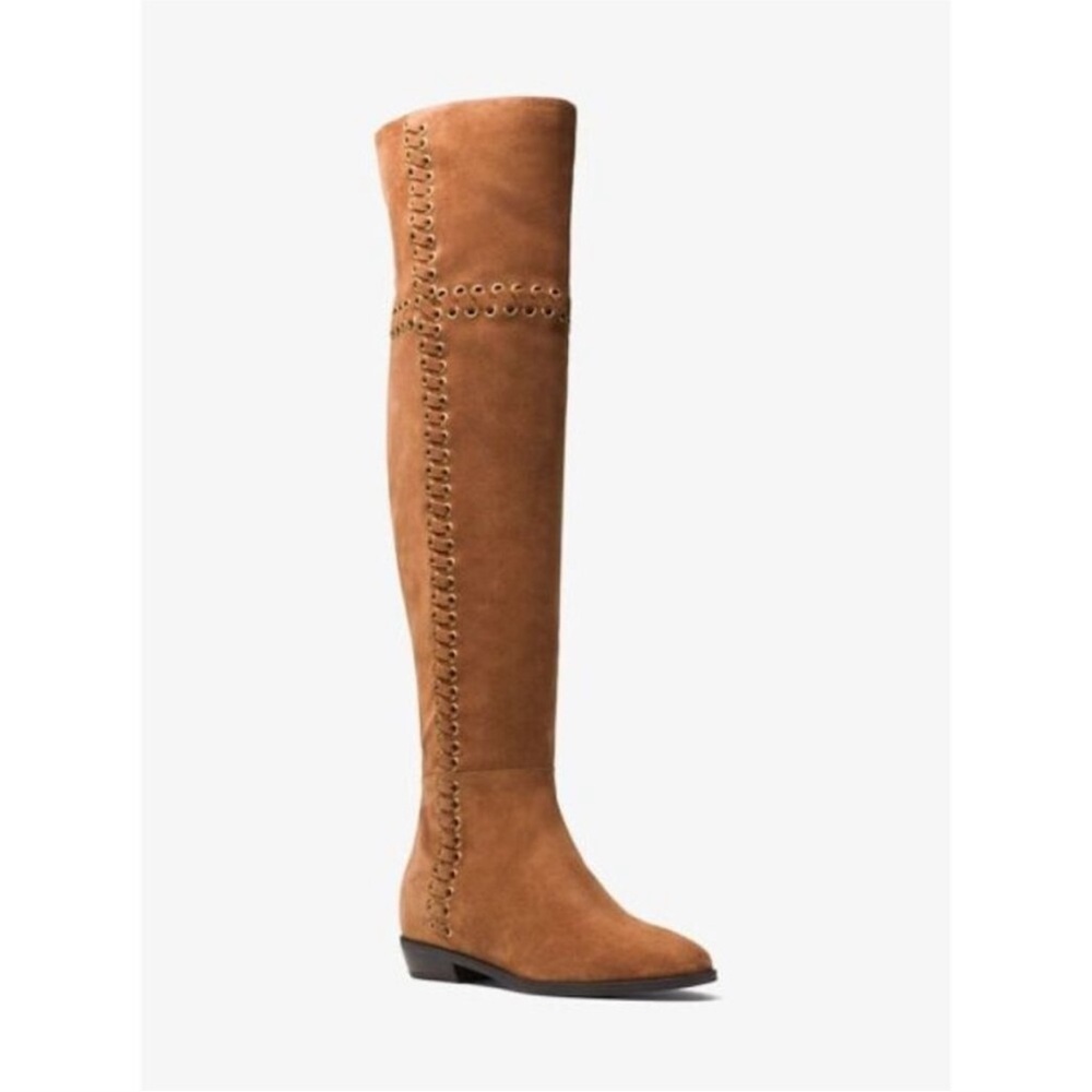 MICHAEL Michael Kors Malin Grommet Brown Suede Over the Knee Boots